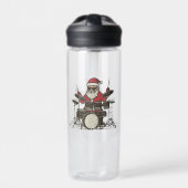 Drummer Kerstmis Grappig Vintage Kerstman Speelt o Waterfles (Voorkant)