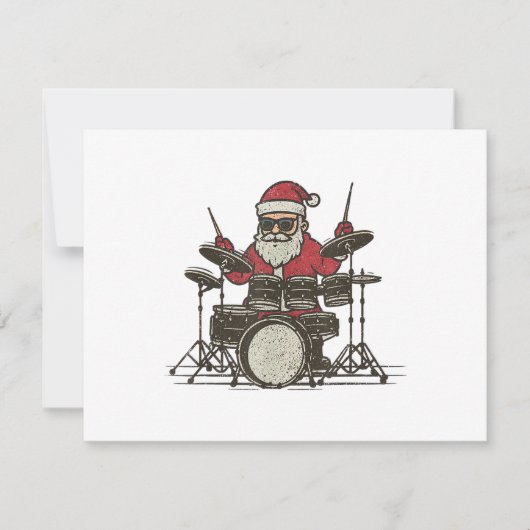Drummer Kerstmis Grappig Vintage Sint Drumspelend Bedankkaart (Voorkant)