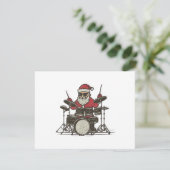Drummer Kerstmis Grappig Vintage Sint Drumspelend Bedankkaart (Staand voorkant)
