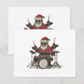 Drummer Kerstmis Grappig Vintage Sint Drumspelend Bedankkaart (Voorkant / Achterkant)