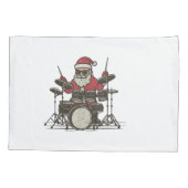 Drummer Kerstmis Grappige Vintage Kerstman Speelt  Kussensloop (Achterkant)