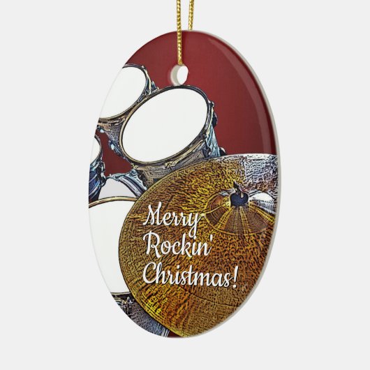 Drummer Kerstrock & Roll Musician Drum Kit Keramisch Ornament (Links)