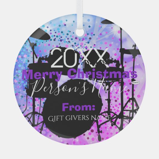 Drummer Kerstversier HAMbWG Glas Ornament (Voorkant)