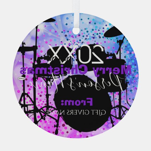 Drummer Kerstversier HAMbWG Glas Ornament (Achterkant)