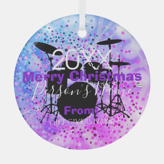 Drummer Kerstversier HAMbWG Glas Ornament (Voorkant)