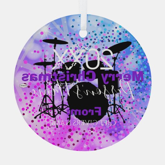 Drummer Kerstversier HAMbWG Glas Ornament (Achterkant)