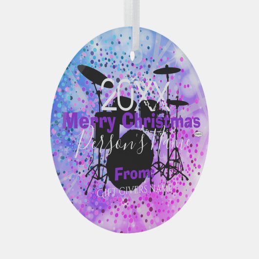 Drummer Kerstversier HAMbWG Glas Ornament (Voorkant Rechts)