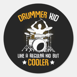 Drummer Kind Drummen Percussionist Drums Kinder Ronde Sticker