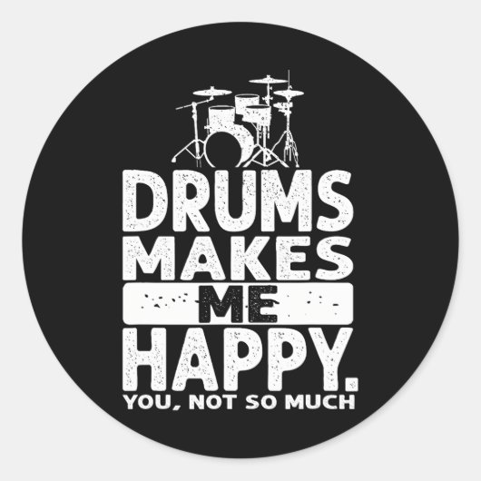 Drummer Mannen Drummer Muzikant Lover Drum Kit Ronde Sticker (Voorkant)