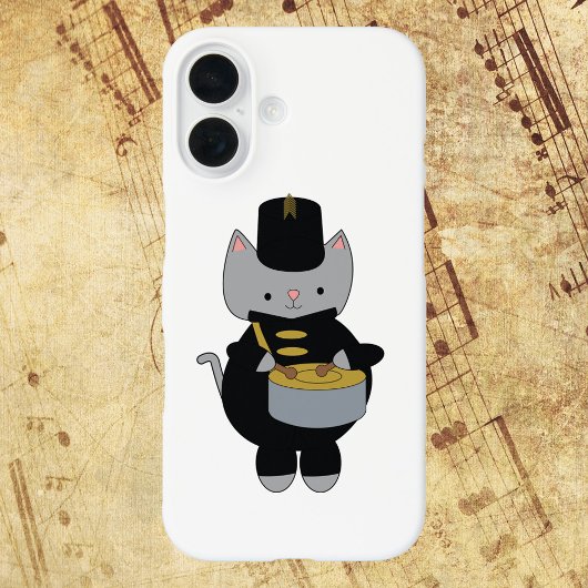 Drummer Marching Band Cat Black Gold Case-Mate iPhone Case