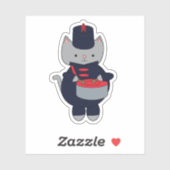 Drummer Marching Band Kat Navyblauw en Rood Sticker (Vel)