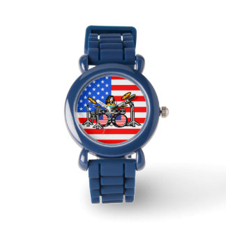 Drummer meisje cartoon horloge