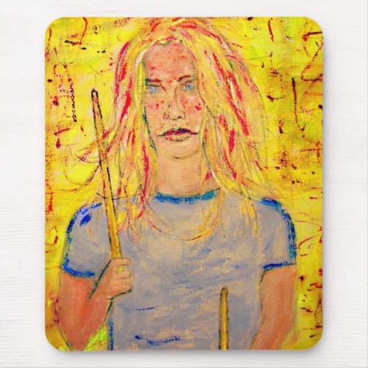 drummer meisje met stenen muismat (Voorkant)