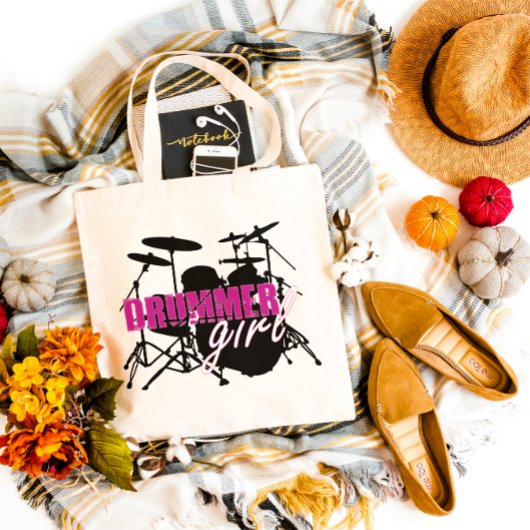 DRUMMER meisje Paars zwart-wit Tote Bag