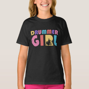 Drummer Meisje Retro T-shirt