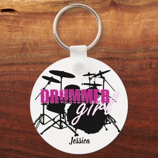 Drummer Meisje Voornaam Paarse Zwarte Grunge Tekst Sleutelhanger (Achterkant)