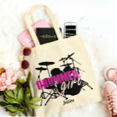 Drummer meisje Voornaam Schattigee Paarse Zwarte T Tote Bag