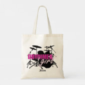 Drummer meisje Voornaam Schattigee Paarse Zwarte T Tote Bag (Achterkant)