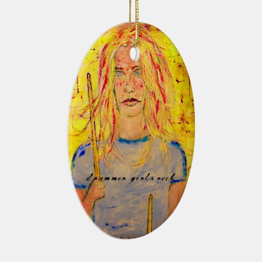 drummer meisjes rocksteen keramisch ornament (Rechts)