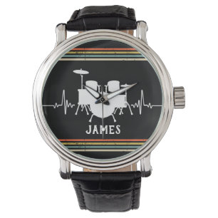 Drummer met aangepaste naam - Horloge
