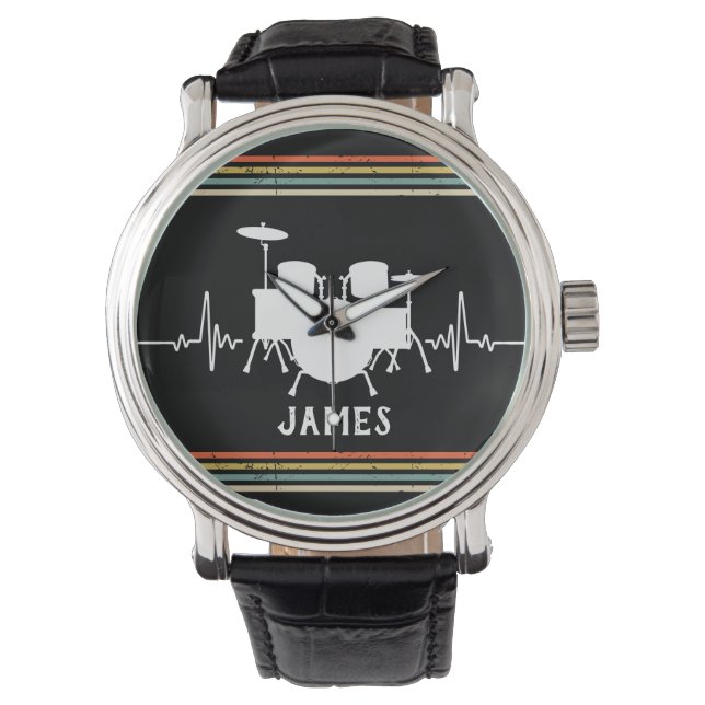  Drummer met aangepaste naam - Horloge (Voorkant)