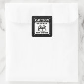 Drummer met hoogte vierkante sticker (Tas)