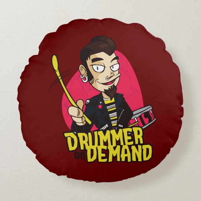 Drummer met trommelstokken rond kussen (Voorkant)