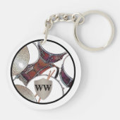 Drummer Monogram Snare Drum Kit Drumsticks Music K Sleutelhanger (Achterkant)