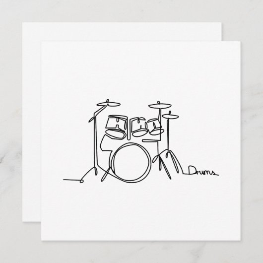Drummer Music Design One-Line Drums Bedankkaart (Voorkant / Achterkant)