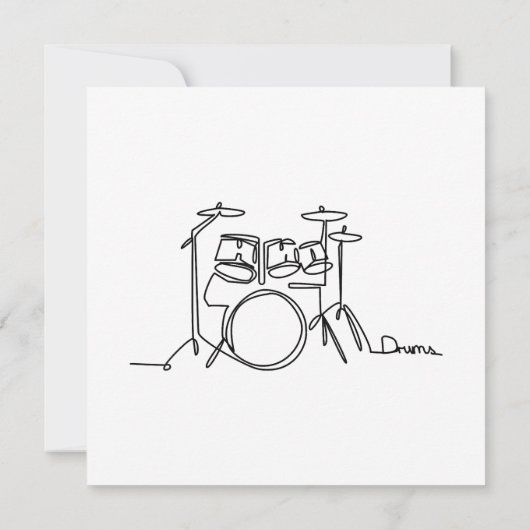 Drummer Music Design One-Line Drums Bedankkaart (Achterkant)