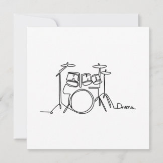 Drummer Music Design One-Line Drums Bedankkaart