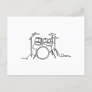 Drummer Music Design One-Line Drums Briefkaart