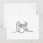Drummer Music Design One-Line Drums Briefkaart (Voorkant / Achterkant)