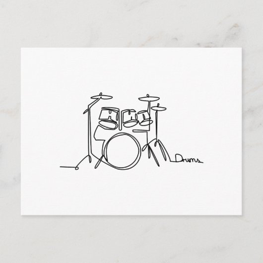Drummer Music Design One-Line Drums Briefkaart (Voorkant)