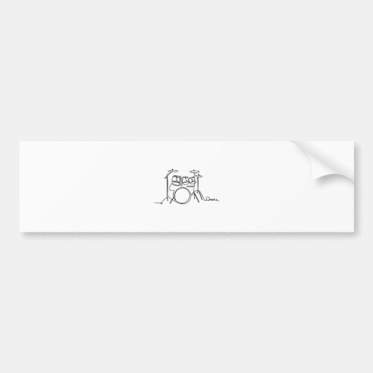 Drummer Music Design One-Line Drums Bumpersticker (Voorkant)