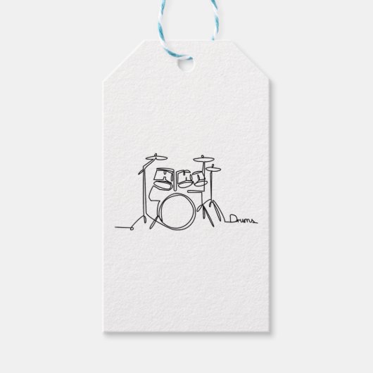 Drummer Music Design One-Line Drums Cadeaulabel (Voorkant)
