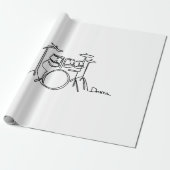 Drummer Music Design One-Line Drums Cadeaupapier (Uitgerold)