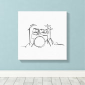 Drummer Music Design One-Line Drums Canvas Afdruk (Insitu (Houten vloer))