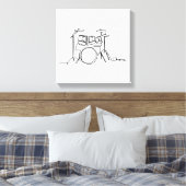 Drummer Music Design One-Line Drums Canvas Afdruk (Insitu (Slaapkamer))