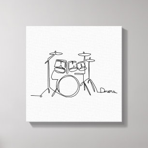 Drummer Music Design One-Line Drums Canvas Afdruk