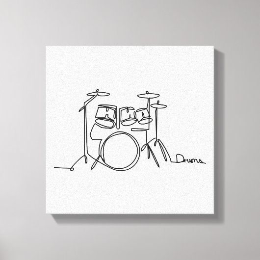 Drummer Music Design One-Line Drums Canvas Afdruk (Voorkant)