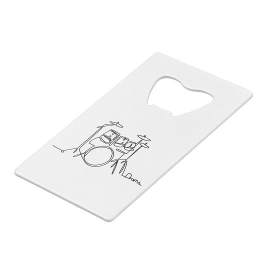 Drummer Music Design One-Line Drums Creditkaart Flessenopener (Achterkant Gekanteld)
