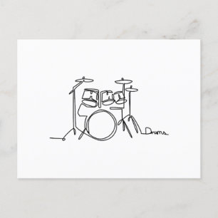 Drummer Music Design One-Line Drums Feestdagenkaart