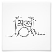 Drummer Music Design One-Line Drums Foto Afdruk (Voorkant)