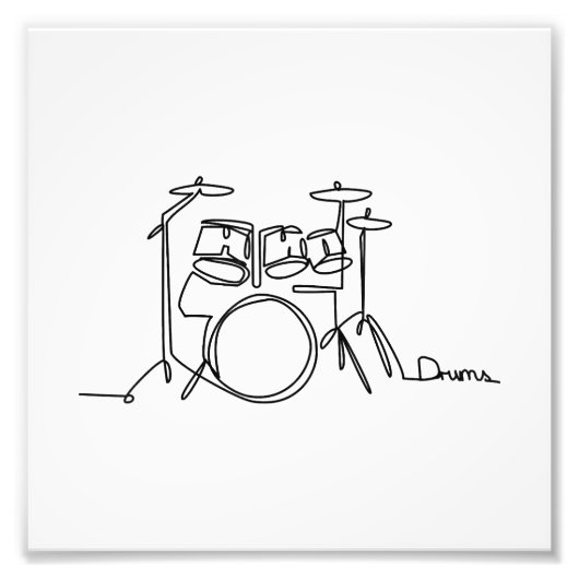 Drummer Music Design One-Line Drums Foto Afdruk (Voorkant)