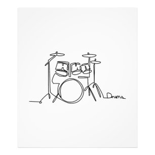 Drummer Music Design One-Line Drums Foto Afdruk