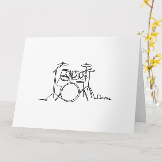 Drummer Music Design One-Line Drums Kaart (Gele Bloem)