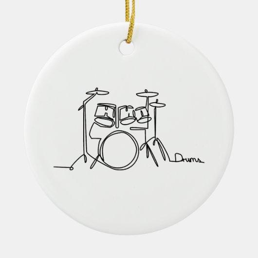Drummer Music Design One-Line Drums Keramisch Ornament (Voorkant)