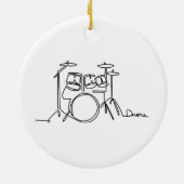 Drummer Music Design One-Line Drums Keramisch Ornament (Achterkant)