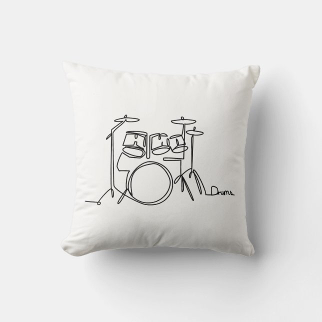 Drummer Music Design One-Line Drums Kussen (Voorkant)